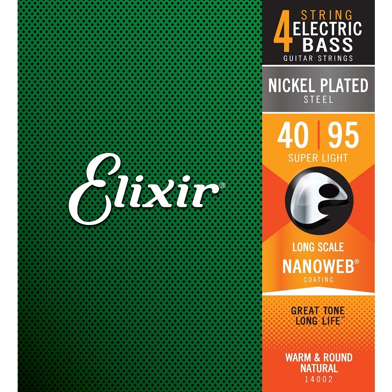 あす楽 ELIXIR Nickel Plated Steel Bass Strings with ultra-thin NANOWEB Coating (Super Light/Long 040-095) #14002 弦 ベース弦 (楽器アクセサリ)