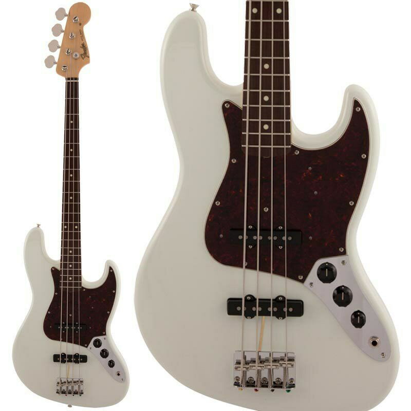 関連商品Fender Made in Japan/Traditional Jazz Bass 商品一覧＞＞Fender Made in Japan/新品 商品一覧＞＞ベース【80，000円〜155，000円】 商品一覧＞＞エレキベース/JBタイプ/Fender Made in Japan 商品一覧＞＞Fender Made in Japan Traditional 60s Jazz Bass (Olympic White) [新仕様] エレキベース JBタイプ (ベース)商品説明Fender Made in Japan Traditionalフェンダーの伝統的な楽器製作の美学と日本の洗練されたクラフトマンシップを融合することで導き出されたMade in Japan Traditionalシリーズ。フェンダーの正統なDNAが、確かなMade in Japanクオリティで蘇ります。Made in Japan Traditional Jazz Bassはグロスフィニッシュのバスウッドボディを採用。20本のヴィンテージスタイルフレットを装備した9.5インチラジアスのUシェイプメイプルネックがTraditionalシリーズならではのクラシカルな演奏性を提供します。4サドル式ヴィンテージスタイルブリッジ、そしてTraditionalシリーズのために選定されたオリジナルピックアップはリアルで音楽的なヴィンテージトーンを奏でます。堅実なギタークラフトマンシップと、プレイヤーのニーズに柔軟に対応する答えが、本シリーズに反映されています。【旧仕様との変更点】・ボディ/ネックデザインをUSデータに基づき変更・カラーをUSカラーに合わせて調色・ピックガード材をUS製品材料を元に再構築・P.UにAlnico 5を全製品に採用、よりVintageサウンドに近くなりました・ヘッドロゴをトップコート下に変更し、デザインもUSデータを元に変更・ナット幅、指板ラジアスを変更※画像はサンプルです。材質の特性上、木目/色合いは一本ごとに異なります商品詳細Body Material: BasswoodBody Finish: Gloss PolyesterNeck: Maple， U ShapeNeck Finish: Gloss UrethaneFingerboard: Rosewood， 9.5 (241 mm)Frets: 20， VintagePosition Inlays: White Dot (Rosewood)Nut (Material/Width): Bone， 1.5 (38.1 mm)Tuning Machines: Vintage-StyleScale Length: 34 (86.36 cm)Bridge: 4-Saddle Vintage-StylePickguard: 3-Ply Black (392)， 3-Ply Mint Green (302， 306， 340)， 4-Ply Tortoiseshell (300， 305)Pickups: Vintage-Style Single-Coil Jazz Bass (Bridge)， Vintage-Style Single-Coil Jazz Bass (Middle)Pickup Switching: NoneControls: Volume 1. (Middle Pickup)， Volume 2. (Bridge Pickup)， Master ToneControl Knobs: Black PlasticHardware Finish: Nickel/ChromeStrings: Nickel Plated Steel (.045-.105 Gauges)ソフトケース付属イケベカテゴリ_ベース_エレキベース_JBタイプ_Fender Made in Japan_Traditional Jazz Bass_新品 SW_Fender Made in Japan_新品 JAN:0885978483402 登録日:2020/03/24 エレキベース フェンダー ふぇんだー フェンダージャパン フェンジャパ フェンダーJ ジャズべ ジャズベース