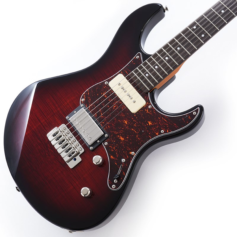 関連商品YAMAHA/PACIFICA Series 商品一覧＞＞YAMAHA/新品 商品一覧＞＞エレキギター【40，000円〜85，000円】 商品一覧＞＞STタイプ/YAMAHA 商品一覧＞＞YAMAHA PACIFICA611VFM (Dark Red Burst) STタイプ (エレキギター)商品説明ピックアップはフロントにSeymour Duncan社製のSP90-1を、リアには同社製のカバードハムバッキングCustom 5を搭載。ボディトップ及びヘッドに美しい杢目のフレイムメイプルを配し、美しいシースルーカラーで仕上げました！PAC311Hと同様、1S1Hのピックアップコンフィギュレーションを持つ上位モデルです。ボディトップ及びヘッドに美しい杢目のフレイムメイプルを配し、シースルーカラーで仕上げた高級感のあるモデルです。ピックアップはフロントにSeymour Duncan社製のSP90-1を、リアには同社製のカバードハムバッキングCustom 5を搭載。シングルコイルながら深みのあるワイドなサウンドが特徴のSP90-1と、適度にブライト感を抑えながら粘りのある独特なハムバッキングサウンドを創出するカバードCustom 5のコンビネーションは、従来のPacificaシリーズが持つポテンシャルを遥かに凌ぐ完成度を誇ります。ネック周りはPAC510Vと同様、高級感のある外観イメージと適度なグリップ感を併せ持つティンテッドネックにブリッジにはWilkinson社製VS-50を採用。スムースなアーミングを実現しながらもGrover社製Lockingチューナー、Graph Tech社製 Black TUSQナット(人口象牙）とのコンビネーションで、安定したチューニングを実現します。サウンド・演奏性・外観デザインの全てにおいて充実の仕上がりです。※製品の特性上、杢目・色合いは1本1本異なります。商品詳細ボディ: フレイムメイプル＋アルダーネック: メイプルボディ/ネック構造: ボルトオン指板: ローズウッド指板アール: 350Rフレット数: 22ブリッジ: Wilkinson VS50-6ペグ: Grover　ロッキングチューナースケール: 648mmピックアップ: SP-90-1n，Custom5コントロール: マスターボリューム、マスタートーン（＋コイルタップスイッチ）ピックアップスイッチ: 3Pセレクタースイッチギグケース付きイケベカテゴリ_エレキギター_STタイプ_YAMAHA_PACIFICA Series_新品 SW_YAMAHA_新品 JAN:4957812534383 登録日:2024/02/29 エレキギター ヤマハ やまは パシフィカ