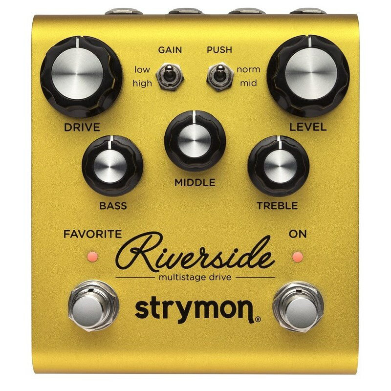 関連商品strymon/新品 商品一覧＞＞エフェクター【30，000円〜60，000円】 商品一覧＞＞ギター用エフェクター/歪み系/オーバードライブ/strymon 商品一覧＞＞strymon Riverside [Multistage Drive]【新価格】 ギター用エフェクター 歪み系 (エフェクター)商品説明Riverside（リバーサイド）‥‥それは、一つの集大成。私たちが非常に多くのアナログ回路と真空管回路を分析した、その結果。非常に広いカバレージとリッチな倍音構成、チューブドライブを彷彿させるそのトーンは、新たなDRIVE の世界を提案します。アナログの入力段は、class-A JFET のアナログ・マルチステージ・ゲイン回路です。このセクションの後に来るDSP ゲインステージへ最大ヘッドルームを維持しながら信号を送るために、このステージはデジタルコントロールされています。またこのセクションは、弾き手のタッチやニュアンス、ギターボリュームへの反応を、真空管アンプに直接繋いだようにありのまま、再現します。その信号は、DSP セクションで歪みの要素となる複雑な倍音構成を生み出します。クリーン、マイルド・オーバードライブ、ハイゲイン・リード、ヘビー・サチュレート・ディストーション、それぞれ最高のサウンドをプレイできます。■主な仕様・特徴・Low ゲインチャンネル： スムーズ・クラシック・オーバードライブ・High ゲインチャンネル： モダン・サチュレート・ディストーション・3 band EQ： Bass、Middle、Treble・PUSH mid： ポスト・アナログmid-band EQ プッシュ（ブースト）・Presence（プレゼンス）： 接続アンプとの調整機能（ダーク〜ブライト）・ノイズリダクション： （オン/ オフ可能）・FAVORITE スイッチ： お気に入りセッティングの保存/ リコール・EXP ペダル入力： Expression Mode = 各パラメーターのコントロール、Volume Mode = 出力コントロール・BOOST ペダル入力： ゲインブーストor Favorite Out 機能・デジタルコントロールclass A JFET アナログ・ゲイン回路・DSP ゲインステージ・ハイインピーダンス・モノラル入力・モノラル出力・24bit/96kHz A/D & D/A・軽量＆堅牢アナダイズ・アルミケース・9VDC 電源・消費電流 250mA・サイズ：11.4 x 10.2 x 4.4 cmイケベカテゴリ_エフェクター_ギター用エフェクター_歪み系_オーバードライブ_strymon_新品 SW_strymon_新品 JAN:0852636007973 登録日:2016/10/27 エフェクター コンパクトエフェクター ストンプボックス ストライモン