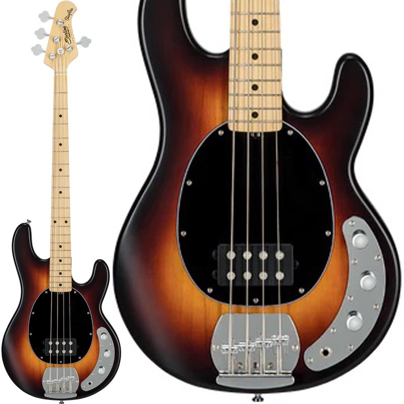 関連商品Sterling by MUSICMAN/新品 商品一覧＞＞ベース【35，000円〜75，000円】 商品一覧＞＞エレキベース/MMタイプ/Sterling by MUSICMAN 商品一覧＞＞Sterling by MUSICMAN S.U.B. Series Ray4 (Vintage Sunburst Satin/Maple) エレキベース MMタイプ (ベース)商品説明驚きのコスト・パフォーマンスで銘機を身近にしたS.U.B.シリーズ！スターリン・バイ・ミュージックマン、脅威的なコストパフォーマンスを実現した姉妹モデル。こちらのRay4はあのスティングレイ・ベースを更に身近にするモデルです。初めての一本としては勿論、普段は別の楽器をプレイしている方にも、より気軽に選んでもらえるプライスを実現しています。トレードマークのパワフルなハムバッキング・ピックアップのマウントに加え、幅広いサウンド・メイクを可能にするトレブル/ベースのアクティブ・プリアンプも搭載しており、パワフルで歯切れの良いサウンドを出力しています。ネック部のナットサイズは一般的なJBと同様の38mmナット幅で、上位機種のネックよりも細身なスタイル。ネックジョイントは強固な6点止めスタイル、ネック調整機構もホイールタイプのトラスロッド・アジャスターを採用しており、ブリッジも雰囲気をしっかりと演出する型のものがマウントされています。バキっとしたスラップサウンドやゴリゴリのピック弾きサウンドまでスティングレイの魅力を充分に楽しめるモデル。是非、直系ブランドならではの醍醐味を体感してください。※写真はサンプルです。材質の特性上、木目/色合いは一本ごとに異なります。予めご了承下さい。商品詳細■Body Wood: Solid hardwood■Neck Wood: Maple (Easy access truss rod adjuster)■Fretboard Wood: Maple■Frets: 21■Scale: 34 (864mm)■Nut Width: 38mm■Neck Width，12th fret: 55mm■Neck Joint: 6 Bolt■Pickups: Humbucker■Controls: Volume，Treble，Bass■Tuning Machines: Open■Bridge: Fixed，Sterling By Music Man Design■Hardware: Chromeソフトケース付属イケベカテゴリ_ベース_エレキベース_MMタイプ_Sterling by MUSICMAN_新品 SW_Sterling by MUSICMAN_新品 JAN:0852956007103 登録日:2020/07/19 エレキベース スターリン ミュージックマン