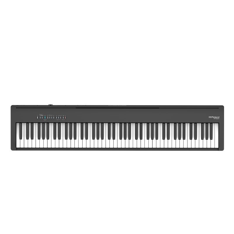 関連商品Roland/新品 商品一覧＞＞電子ピアノ・その他鍵盤楽器【55，000円〜105，000円】 商品一覧＞＞電子ピアノ/ポータブルタイプ/Roland 商品一覧＞＞Roland FP-30X-BK(ブラック)【代引不可】【沖縄・離島送料別途見積】 電子ピアノ ポータブルタイプ (電子ピアノ・その他鍵盤楽器)商品説明※こちらの商品は、弊社提携配送センター(土・日・祝日も営業)からの出荷となります。※大型商品の為、佐川急便でのご配送となります。尚、代金引換は承っておりませんので、予めご了承下さいませ。【沖縄・離島へのご配送について】本商品を沖縄及び離島へ発送の際は、送料別途お見積もりとなります。また、沖縄及び離島へ配送の場合、納期に1週間前後お時間を頂く場合がございます。ご注文前にお問い合わせ下さい。------------------------------------------------------------------------------★スピーカー内蔵のポータブル・ピアノ　FP シリーズがグレードアップいつでもどこでも自由に演奏を楽しめるポータブル・タイプのFP シリーズより、FP-90X、FP-60X、FP-30X がグレードアップして新登場。スマートなデザインはそのままに、豊かな響きのピアノ・サウンドをはじめ、最新技術を盛り込みました。ホームユースでお使いいただきやすい、ピアノを弾きたくなる機能も強化。ピアノ初心者から上級者まで、ご自宅で気軽に楽しみたい方から、どこでもアクティブに持ち出して演奏したい方まで、マルチに活躍する本格派ポータブル・ピアノです。◎豊かな響きと粒立ちのよいピアノ・サウンドにグレードアップ。ピアノを弾きたい気持ちに応える機能も充実。◎FP-90X ： ピュアアコースティック・ピアノ・テクノロジーによる音源、アンビエンスを新搭載。よりひろがりのあるピアノ・サウンドを実現。◎FP-60X ： 空間の響きを楽しめるアンビエンスを追加。マイク・インプット端子を装備し、パネルのスライダーで操作可能に。　◎FP-30X ：Bluetooth オーディオに対応。最大同時発音数256 音で余裕のある演奏が可能に。アウトプット端子は標準タイプ（L/Mono、R） を装備。■FP-X シリーズ主な新機能◎FP-90X：・ピュアアコースティック・ピアノ音源・ピュアアコースティック・アンビエンス・本体背面開口追加。広がりのある音に。◎FP-60X：・空間の響きを再現するアンビエンス・マイク・インプット端子装備（パネルの スライダーにて操作）◎FP-30X：・Bluetooth オーディオ機能・アウトプット（L/Mono、R）端子：標準タイプ・譜面立て：角度を改良、底面に滑り止めを装備●空間の響きを味わう高品質なピアノ・サウンド持ち運び可能なスタイリッシュなボディに表現力豊かなピアノ音と鍵盤を搭載したFP シリーズが一新。コンパクトな本体はそのままに、スピーカーからのサウンドを調整することで、より粒立ちの良い、広がりのあるピアノ・サウンドを実現しました。FP-90X はピュアアコースティック・ピアノ音源／アンビエンスを採用。美しく表現力の高いピアノ・サウンドと、演奏する空間の音響特性をモデリングで再現した極上の響きをお楽しみいただけます。本体背面に開口を追加したことで、より一層広がりのあるサウンドを可能にしています。FP-60X は空間の響きを楽しめるアンビエンスを新たに搭載。臨場感のある演奏を可能にしています。FP-30X は音とタッチのバランスを見直しより華やかで粒立ちの良いサウンドに。最大同時発音数256 音も相まって、余裕のある演奏を実現します。●ピアノを弾きたい気持ちに応える新機能ピアノとスマートフォンやタブレットを無線接続できるBluetooth オーディオ/MIDI 機能をFP-X シリーズ全モデルに搭載。オリジナル無料アプリ「Piano Every Day」にも対応し、日々の練習を記録したり、内蔵曲を譜面表示したり、楽しさも広がります。さらにFP-90X/60X には、外部から入力されるオーディオの曲のテンポに合わせてクリック音を鳴らすことができる新機能「オート・テンポ」を搭載。Bluetooth オーディオ機能を活用すれば、お好みの曲や動画の音声を再生して、クリック音を聞きながら一緒に演奏することも可能です。また、内蔵曲（デモ曲）には、すぐに弾いて楽しめるピアノ・アレンジの2 曲を新規収録。独学でも演奏にチャレンジしやすい曲で、弾きたい気持ちに応えます。また動画投稿で人気のピアニスト まらしぃ氏のオリジナル演奏も新たに追加しています。■FP-30X主な仕様〇接続端子：DC In 端子、Pedal1（Damper）端子（別売ペダル使用時連続検出対応）、Pedal2（Damper、Sostenuto、Soft）端子（専用ペダル・ボード　KPD-70 使用時）、Output（L/Mono、R）端子：標準タイプ、USB Computer 端子：USB B タイプ、USB Memory 端子：USB A タイプ、Phones 端子× 2：ステレオ・ミニ・タイプ、ステレオ標準タイプ〇電源：AC アダプター〇消費電力：16W（付属AC アダプター使用時）〇外形寸法：・譜面立てをはずしたとき：1，300（幅）× 284（奥行）× 151（高さ）mm・別売り専用スタンドKSC-72 使用、譜面立て含む：1，300（幅）× 344（奥行）× 931（高さ）mm〇質量：14.8kg（譜面立て含む）、23.0kg（別売り専用スタンドKSC-70 およびペダル・ボードKPD-70 使用、譜面立て含む）〇付属品：取扱説明書、「安全上のご注意」チラシ、AC アダプター、電源コード、譜面立て、ペダル・スイッチ（DP-2）、保証書イケベカテゴリ_電子ピアノ・その他鍵盤楽器_電子ピアノ_ポータブルタイプ_Roland_新品 SW_Roland_新品 JAN:4957054515027 登録日:2021/01/09 電子ピアノ デジタルピアノ ピアノ ローランド ろーらんど