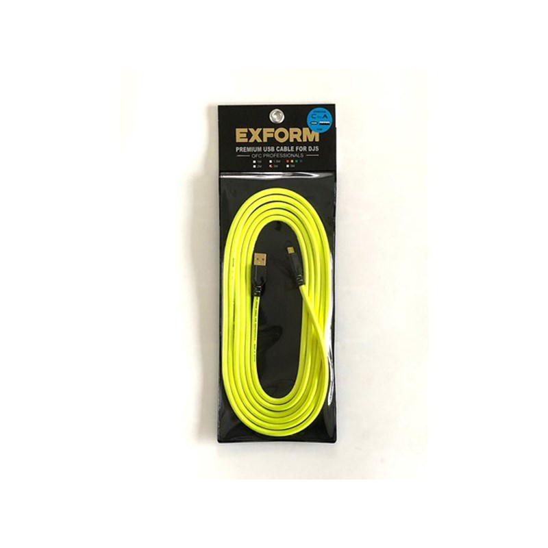 EXFORM PREMIUM USB CABLE for DJs 3m 【DJUSB-3M-YLW-CtoA】 DJアクセサリー ケーブル類 (DJ機器)