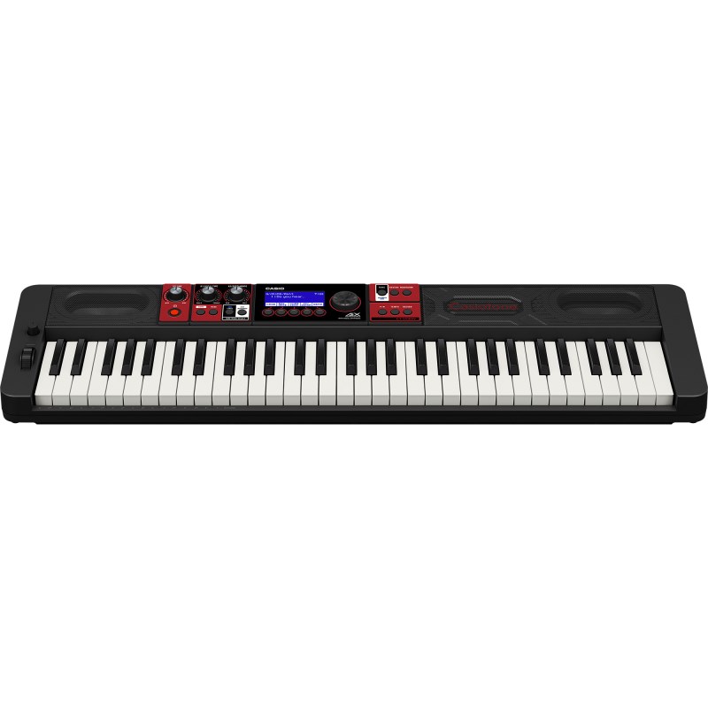 関連商品CASIO/新品 商品一覧＞＞電子ピアノ・その他鍵盤楽器【30，000円〜60，000円】 商品一覧＞＞ポータブルキーボード/CASIO 商品一覧＞＞CASIO CT-S1000V(Casiotone) ポータブルキーボード (電子ピアノ・その他鍵盤楽器)商品説明★歌声を演奏できる新感覚の電子キーボード鍵盤に触れた瞬間、楽器が歌い始める ───。これまでの鍵盤演奏の概念をくつがえす楽器、それがCT-S1000Vです。その核となっているのがカシオ独自の新技術、Vocal Synthesis。従来の楽器演奏の概念から飛び出して、自由でクリエイティブな音楽・演奏の可能性が広がります。あなただけの音楽が、リアルタイムに瞬時に誕生する。このユニークで刺激的な体験をお楽しみください。●自由に歌う楽器を叶えた技術、Vocal Synthesis。鍵盤に触れた瞬間に、入力した歌詞の通りに楽器が歌ってくれる。そんなことが可能な、全く新しい電子楽器としてCT-S1000Vは誕生しました。カシオ独自の新音源技術Vocal Synthesisにより、スマートフォンやタブレットから入力した歌詞データと楽器に内蔵している多彩なボーカル音色との組み合わせで、鍵盤を思うがままに弾けばそれに合わせて歌が生み出されます。従来のシンセサイザーやキーボードとも違う、かといって単純な制作機器でもない、今までになく自由でクリエイティブな歌声演奏の可能性が広がります。●口ずさむような感覚で「歌う」鍵盤楽器で新しい音楽を生み出す。ふと浮かんだ歌詞とメロディを口ずさむような感覚で、歌声演奏を楽しめるCT-S1000V。鍵盤を押している間、自動的に歌詞が進み歌声が生まれます。決まったメロディを弾くだけでなく、自由に楽器に触れながらインスピレーションを膨らませることができます。弾きながらリアルタイムに声質を変えたり、エフェクトをかけたりすれば、より自分らしい表現や演奏スタイルを追求することも可能。単なる新しい音源にとどまらない、「未知の可能性を秘めた楽器」として、CT-S1000Vはあなたの音楽表現を無限に引き出します。●楽器の歌声がアイデアとイメージを膨らませてくれる。CT-S1000VのVocal Synthesisは、楽器で歌声を演奏できる技術。歌詞を入力するだけで特別な調整を必要とせず、滑らかな歌声で演奏することができ、コーラスグループのようなハーモニーを奏でられることも大きな特長。従来の音源では不可能だった全く新しい楽器演奏を体験できます。「とりあえず、即興演奏で歌声を楽しみたい」「歌わせながら、曲のイメージを膨らませたい」ときには「フレーズモード」がおすすめ。鍵盤を押している間は歌詞が自動的に進むので、すぐにVocal Synthesisの醍醐味に触れることができ、感性を刺激されるはず。鍵盤を押すごとに歌詞の音節を進めたいときは「ノートモード」を選択することもできます。●特別な機材やスキル要らずですぐに始められる。Vocal Synthesisは、歌詞と声色の情報を組み合わせて歌声を生み出します。歌詞はCT-S1000Vにあらかじめ内蔵されている100種類に加えて、専用アプリを使うとオリジナルのものを作成・保存することも可能です。ボーカルの音色（ボーカリスト）はさまざまなキャラクターの22種類をプリセット。各ボーカリストは年齢や性別、ビブラートのかけ方などを、操作パネルのノブで演奏をしながら変化させることができます。さらに、より自分らしい歌声演奏をするための機能も充実。アタックタイム、モジュレーションなどのパラメーター調整や多彩なエフェクト、アルペジエーター、鍵盤を押したままで自動的に鍵盤連打の効果が得られるリトリガー機能などを駆使し、自分だけの歌声演奏を楽しむことができます。専用アプリ「Lyric Creator」を使うと、歌詞の入力や日本語・英語をベースにした詳細な発音編集、いくつかの歌詞フレーズを組み合わせて曲として演奏できるシーケンスデータの作成、好きなオーディオデータからのオリジナルボーカリスト作成なども可能です。●リアリティを追求してこだわり抜いた楽器としての音の表現力。Vocal Synthesisを実現したのは、プロのミュージシャンからも定評のあるカシオの最高峰・最先端技術を結集したAiX音源です。Vocal Synthesisで活躍する歌声音色はもちろん、楽器としての音にこだわり、表現力を追求した多彩な楽器音色を内蔵しています。AiX音源のポテンシャルを最大限に活かした、斬新で高い表現力を誇る「ADVANCED TONES」や、カシオ歴代のキーボード・シンセサイザーの音色を厳選して収録した「CASIO CLASSIC TONES」など900種類の音色をお楽しみください。●表現の自由度が格段に上がる多彩なエフェクト。音色に「コンプレッサー」「フェイザー」「ディストーション」「ワウ」などの多彩なエフェクトを思い通りにかけられるのもCT-S1000Vの魅力です。カシオ独自の100種類4系統のDSPエフェクトを内蔵。コントロールノブにパラメーターを自由にアサインして、リアルタイムに音をダイナミックに変化させられるアクティブDSP機能も搭載。さらに、システムエフェクトとしてリバーブとコーラス、ディレイも内蔵しています。2つの音を重ねるレイヤーや、鍵盤の左右で音色を分けるスプリット、自動伴奏時のメロディーパートと伴奏パートなど、それぞれの音色に異なるエフェクトをかけることも可能です。また、前の音色のエフェクト音を残したまま、スムーズで自然な音色切り替えも実現。音への細部までのこだわりに応えられる、表現の自由度が高いこの楽器を、ぜひ体験してください。●コンパクトなのに見た目以上のパワフルなサウンド。カシオ独自の技術で進化したスピーカーユニットを搭載しているCT-S1000V。独自のバスレフ機構「Horizontal Bass-Reflex System（水平型バスレフスピーカーシステム）」を採用し、迫力ある低音を実現しました。音の広がりを体感できるサラウンド機能や音量に合わせて音質を自動調整する「ボリュームシンクイコライザー」機能により、小さい音でもしっかりとした響きが耳に届きます。楽器本来の豊かな「鳴り」、コンパクトなサイズからは想像できない、パワフルなサウンドを体験してください。●自分らしい音楽を探求できるサンプリング機能。スマートフォンやタブレットなどから好きな音を「サンプリングメロディ音色」と「サンプリングドラム音色」の2種の音色として取り込むことができます。「サンプリングメロディ音色」は、取り込んだ音でメロディを奏でることができます。「サンプリングドラム音色」はひとつのドラムセットの各パートの音を、取り込んだ音へ変更可能。最大サンプリング時間は「メロディ音色」が約10秒、「ドラム音色」は約3秒。自分の声やペットの鳴き声、環境音など好きな音を取り込むことができます。さらに、アクティブDSPと組み合わせれば、よりオリジナリティのある音楽表現にチャレンジできます。●使いたい機器につなげられるから楽しみ方がもっと広がる。周辺機材や関連機器との接続のための機能が充実しているのもCT-S1000Vの特徴です。例えば、標準ジャックのラインアウト端子を装備しているのでキーボードアンプやミキサーなどの機材との接続もスムーズ。内蔵スピーカーからのサウンドを消すこともできるのでレコーディングやステージでの演奏など、活躍の場が広がります。MIDI対応機器と接続すれば、MIDIデータの入力・編集コントローラーとしてCT-S1000Vを使うことも可能。また、BluetoothRオーディオ機能でスマートフォンやタブレットとつなげれば、CT-S1000VがBluetooth Rスピーカーとなり、好きな音楽を「聴く」時間にも活躍。さらに、アプリを使えばメロディや伴奏をキャンセルしたりピッチやテンポを変更でき、曲に合わせて演奏を楽しんだり、耳で覚えて弾く練習にも役立ちます。●場所を選ばず、自分らしく感覚的に楽しめる自由度の高さ。持ち運びしやすいコンパクトサイズによるフットワークの軽さ。なのに、どこでも演奏できるスピーカー内蔵のCT-S1000V。さらに、演奏しながらリアルタイムで音量や音色、リズム、エフェクト、そしてVocal Synthesisなどの機能を直観的に使いこなせるように、最小限の操作子、操作パネルをシンプルに配置しました。液晶画面と連携した5つのボタンやホーム画面は、使い方に合わせてカスタマイズ可能。好きな時に好きな場所で、あなたらしい音楽、そして演奏スタイルを創造してください。■その他の特長◎一人でも様々なジャンルの音楽でバンドのようなアンサンブル演奏が楽しめる「243内蔵リズム/50ユーザーリズム＆自動伴奏機能」◎鍵盤を押すだけでアルペジオ（分散和音）や多彩なフレーズを自動演奏する「アルペジエーター」◎弾く音に強弱を付けて豊かな演奏表現が可能な「タッチレスポンス」◎2つの音色を重ねて演奏の幅が広がる「レイヤー」◎鍵盤を左右に分けて異なる音色で演奏できる「スプリット」◎演奏や練習に役立つ「メトロノーム機能」◎音色やリズムなどさまざまな設定を最大64セット（4セット×16バンク）保存できる「レジストレーション」◎自分の演奏を録音／再生できる「MIDIレコーダー（録音機能）」◎音の高さを滑らかに変えられる「ピッチベンドホイール」◎通常演奏では出力されない詳細なMIDIデータを出力できる「MIDIコントローラー機能」◎MIDIクロック送受信時のMIDI機材どうしのテンポ同期に対応◎周囲の環境や時間帯を気にせず演奏ができるヘッドホン端子（ステレオミニジャック）◎スタンドやデスクなど置く場所がなくても、ストラップを付けて肩にかけて演奏できる「ストラップピン」◎スマートフォンやタブレットとのBluetoothR連携が可能な「ワイヤレスMIDI & AUDIOアダプター（WU-BT10）」付属■電源・家庭用AC100V電源：付属ACアダプター AD-A12150LW使用 (DC 12V)・電池：単3形アルカリ乾電池/単3形充電式ニッケル水素電池×6本・電池寿命：連続動作時間　約3時間　※条件による■消費電力：7.5 W■サイズ（幅×奥行×高さ）：930x258x91mm■質量（電池含まず）：4.7kg■付属品：ワイヤレスMIDI & Audioアダプター（WU-BT10）、譜面立て、ストラップロック、ACアダプター（AD-A12150LW）イケベカテゴリ_電子ピアノ・その他鍵盤楽器_ポータブルキーボード_CASIO_新品 SW_CASIO_新品 JAN:4971850315148 登録日:2022/01/21 キーボード カシオ