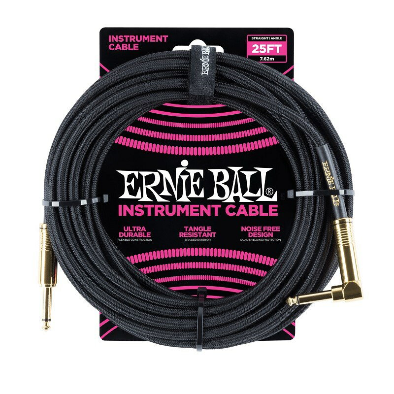 関連商品ERNIE BALL/新品 商品一覧＞＞楽器アクセサリ【〜10，000円】 商品一覧＞＞シールドコード/シールドコード/ERNIE BALL 商品一覧＞＞ERNIE BALL Braided Instrument Cable 25ft S/L (Black w/Gold Connectors) [#6058] シールドコード シールドコード (楽器アクセサリ)商品説明アーニーボール・インストルメンツ・ケーブルは、ハイセンスなデザインを採り入れ、優れたコンポーネントで構成した、高品質ケーブルです。デュアル・コンダクター＆デュアル・シールド構造を採用しているため、楽器用ケーブルとして求められる極端な周波数特性の無い素直な透き通る音色と、少ないノイズ、耐久性のすべてを備えています。ゴールドメッキを施したヘヴィ・デューティーなオリジナルのメタル製プラグ・キャップに熱圧着チューブを組み合わせているため、モダンな印象に仕上がっています。ストレートとアングル・プラグを組み合わせ、ケーブル直径は6mmで、長さは25フィート(7.62m)です。アーニーボール・ロゴのプリントされた面ファスナーのケーブル・タイが付属します。イケベカテゴリ_楽器アクセサリ_シールドコード_シールドコード_ERNIE BALL_新品 SW_ERNIE BALL_新品 JAN:0749699160588 登録日:2024/05/10 シールドコード ギターシールド シールド シールドケーブル ギターケーブル アーニーボール アニーボール