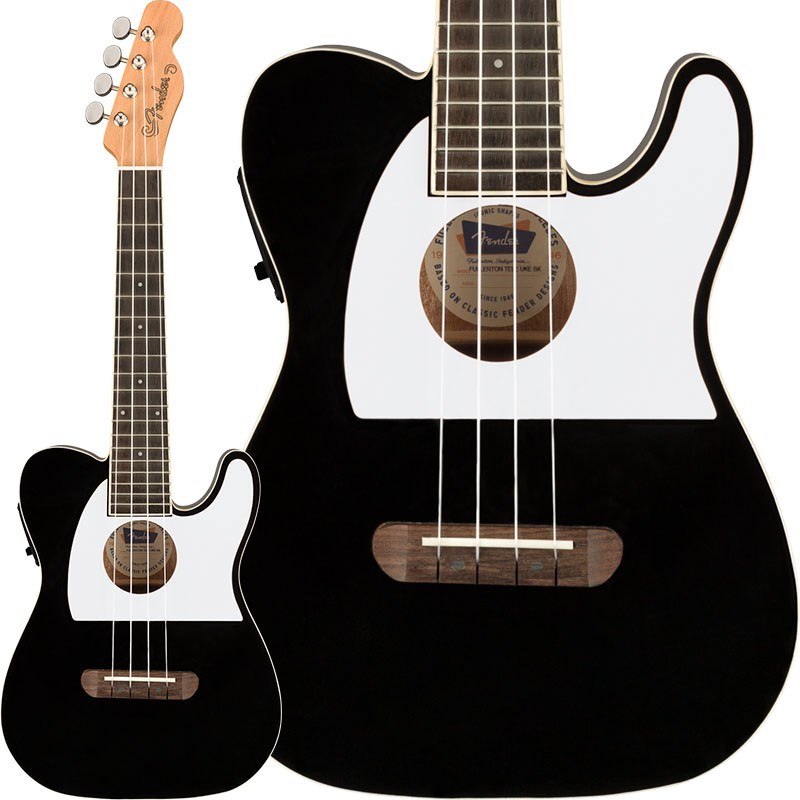 関連商品Fender Acoustics/新品 商品一覧＞＞ウクレレ【20，000円〜45，000円】 商品一覧＞＞コンサート/Fender Acoustics 商品一覧＞＞Fender Acoustics FULLERTON TELE UKE (Black) 【お取り寄せ】 コンサート (ウクレレ)商品説明Fullertonシリーズは、フェンダーのアイコニックなギターシェイプをモチーフに設計されたユニークなウクレレです。Fullerton Telecasterウクレレはトラディショナルなウクレレの概念を打ち破るスタイリングが魅力です。ピックガード、カラーオプション、4インラインヘッドストックデザインなど、フェンダーならではの魅力に満ちています。フェンダーのロックスピリットをウクレレでも表現したいプレイヤーに最適なチョイスとなることでしょう。※画像はサンプルです。製品の特性上杢目は一本一本異なります。※こちらの商品はお取り寄せ対応商品となりますメーカーに在庫のご用意がございます際は、通常1週間程でのお取り寄せが可能でございます。メーカーに在庫のご用意がございません際は、数ヶ月お時間を頂く可能性がございます。詳しい在庫状況・納期につきましては、お問い合わせください。商品詳細スケール：15.04 (382mm)ネック：Mapleネックフィニッシュ：Gloss Urethaneフィンガーボードラジアス：Flatフィンガーボードの素材：Walnutポジションインレイ：White Dotフレット数：19ナット：Synthetic Boneナット幅：1.38 (35 mm)ナットの素材：Synthetic Boneボディ：Spruce Top with Okoume Back and Sidesボディフィニッシュ：Gloss Polyボディシェイプ：Concert Ukuleleボディトップ：Laminated Spruceボディバインディング：1-Ply Whiteボディバック：Solid Okoumeボディサイド：Solid Okoumeボディ素材：Spruce Top with Okoume Back and Sidesロゼット：Noneブリッジ：WalnutBRIDGE PINS：N/Aピックガード：1-Ply Whiteハードウェアフィニッシュ：Nickelチューニングマシーン：Sealed Nickelストリング：Aquila Nylgut Concert※ケースは別売りです。イケベカテゴリ_ウクレレ_コンサート_Fender Acoustics_新品 SW_Fender Acoustics_新品 JAN:0885978381807 登録日:2023/09/10 ウクレレ コンサートウクレレ フェンダー ふぇんだー