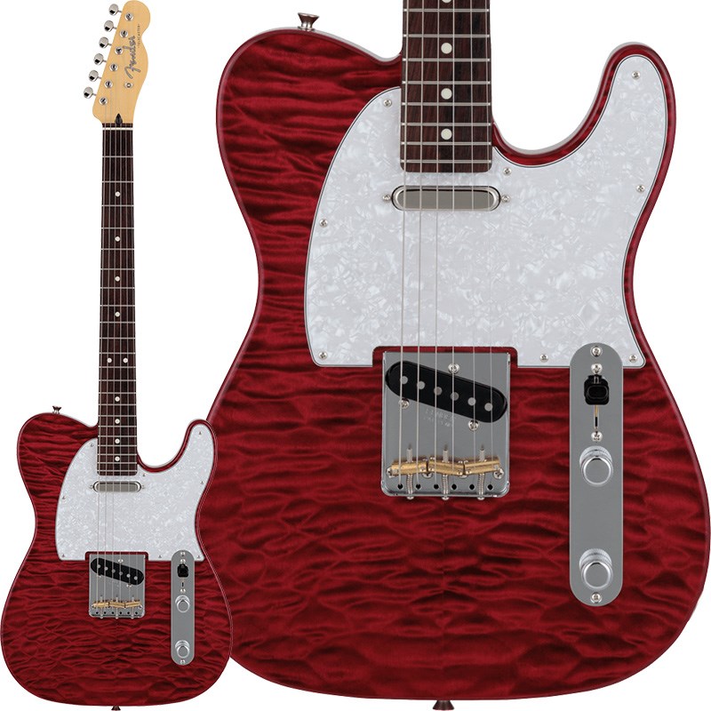 関連商品Fender Made in Japan/Heritage Telecaster 商品一覧＞＞Fender Made in Japan/新品 商品一覧＞＞エレキギター【95，000円〜180，000円】 商品一覧＞＞TLタイプ/Fender Made in Japan 商品一覧＞＞Fender Made in Japan 2024 Collection Hybrid II Telecaster QMT (Red Beryl/Rosewood) TLタイプ (エレキギター)商品説明2024 Collection Hybrid II SeriesMade in Japan Hybrid IIは、ヴィンテージなルックスはそのままに、プレイヤーや音楽のジャンルを選ばないオールマイティーなモダンスペックを盛り込んだ、まさに「ハイブリッド」と呼ぶにふさわしいシリーズです。 リズム/リード問わず、どのギタリストやベーシストにもフィットする演奏性と楽器のトーンを兼ね備えた製品を、世界的にファンの多いMade in Japanで実現しました。Hybrid II Telecasterは、定評あるアルダーボディに新設計のHybrid II Custom Voiced Single Coilピックアップを装備し、ヴィンテージスタイルのスランテッドブラスサドル仕様のブリッジを搭載。ヴィンテージロッキングチューナー、サテンフィニッシュのネック、Modern Cシェイプに9.5インチラジアスの指板とナロートールフレットがスムーズなプレイヤビリティを提供します。※画像はサンプルです。製品の特性上、杢目、色合は個体ごとに異なります。商品詳細Body Material: Alder with Quilt Maple TopBody Finish: Gloss UrethaneNeck: Maple， Modern CNeck Finish: Satin Urethane Finish on Back， Gloss Urethane Finish on FrontFingerboard: Maple or Rosewood， 9.5 (241 mm)Frets: 22， Narrow TallPosition Inlays: Black Dot (Maple)， White Dot (Rosewood)Nut (Material/Width): Bone， 1.650 (42 mm)Tuning Machines: Vintage-Style LockingScale Length: 25.5 (64.77 cm)Bridge: 3-Saddle Vintage-Style Strings-Through-Body Tele with Slanted Brass Barrel SaddlesPickups: Hybrid II Custom Voiced Single Coil Telecaster (Bridge)Hybrid II Custom Voiced Single Coil Telecaster (Neck)Pickup Switching: 4-Position Blade: Position 1. Bridge PickupPosition 2. Bridge and Neck Pickups (In Parallel)Position 3. Neck PickupPosition 4. Neck and Bridge Pickups (In Series)Controls: Master Volume， Master ToneControl Knobs: Knurled Flat-TopHardware Finish: Nickel/ChromeStrings: Nickel Plated Steel (.009-.042 Gauges)Deluxe Gig Bag付属イケベカテゴリ_エレキギター_TLタイプ_Fender Made in Japan_Heritage Telecaster_新品 SW_Fender Made in Japan_新品 JAN:0885978055128 登録日:2024/03/25 エレキギター フェンダー ふぇんだー フェンダージャパン フェンジャパ フェンダーJ テレキャスター テレキャス