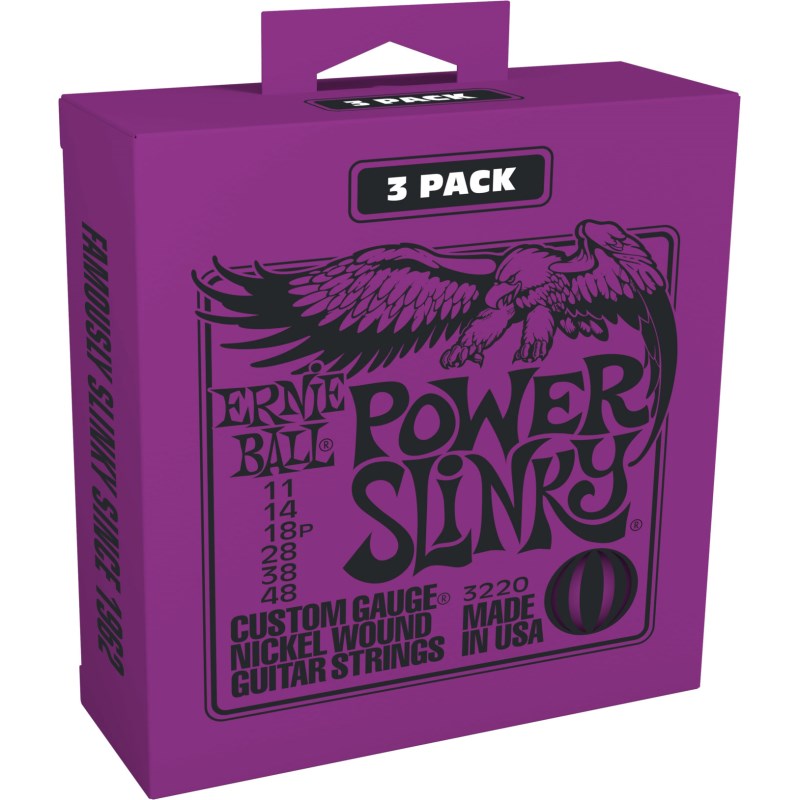 あす楽 ERNIE BALL Power Slinky Nickel Wound Electric Guitar Strings 3 Pack 3220 弦 エレキギター弦 (楽器アクセサリ)