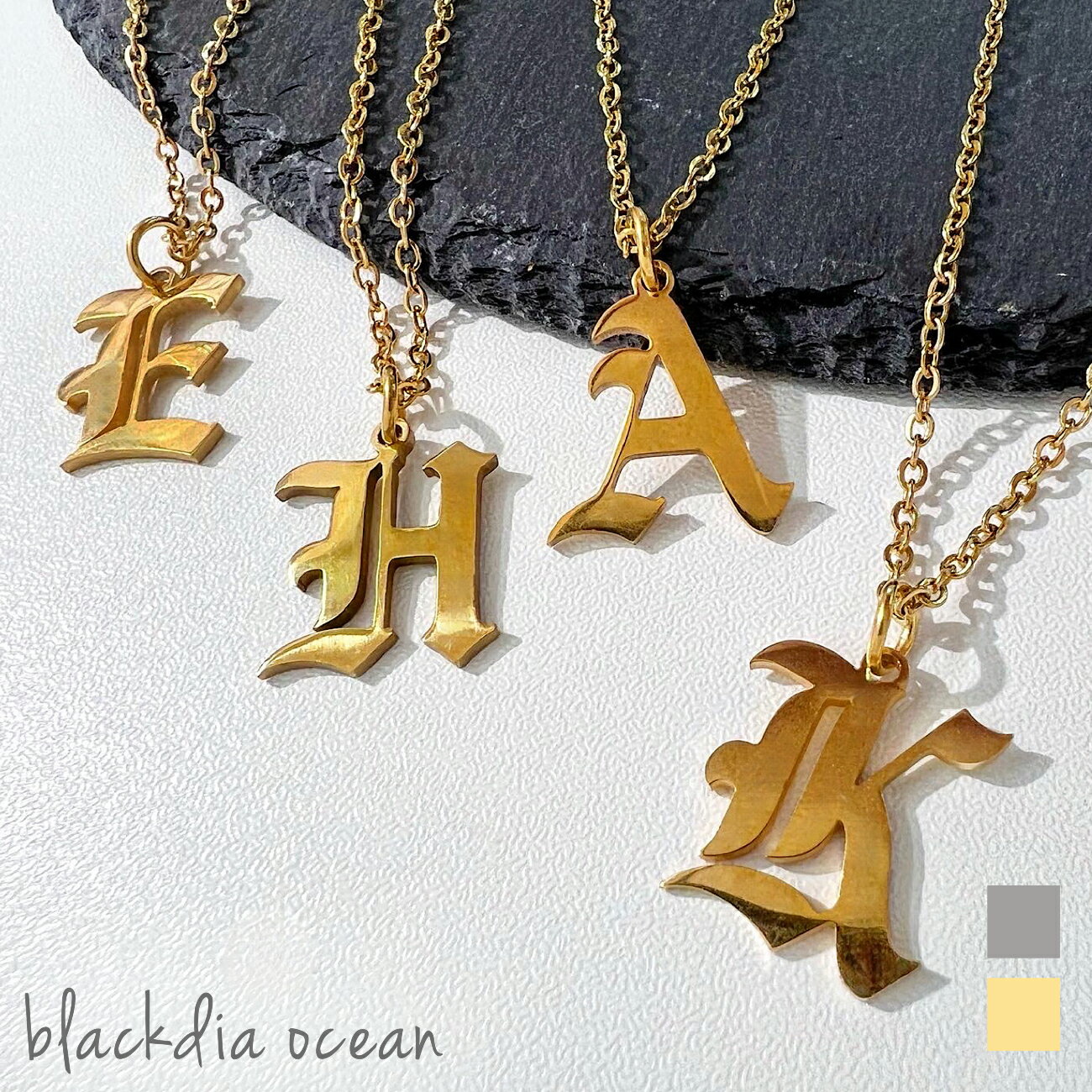 【最大20%OFFクーポン】【さらに半額】【OUTLET半額】 ネックレス レディース オールド イングリッシュ イニシャル ネックレス シンプル ステンレス ...