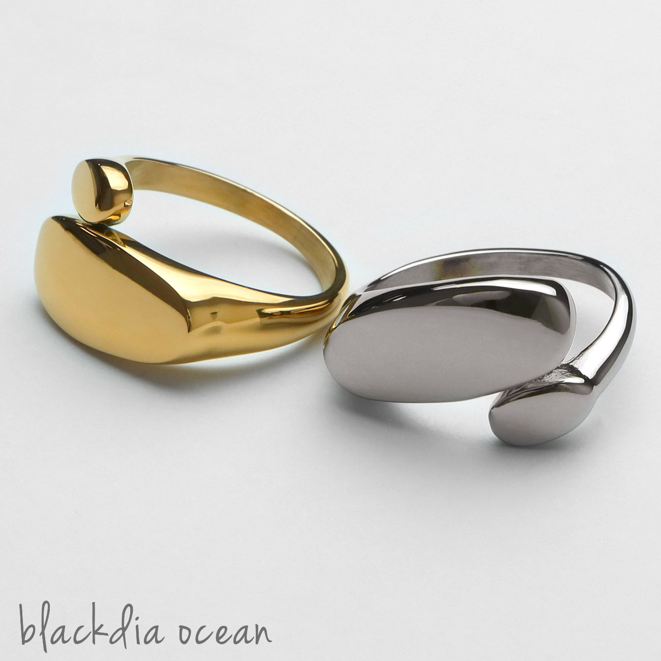 【最大10％OFFクーポン】リング 指輪 レディース blackdia ocean ブランド アシンメトリープレート リング シンプル …