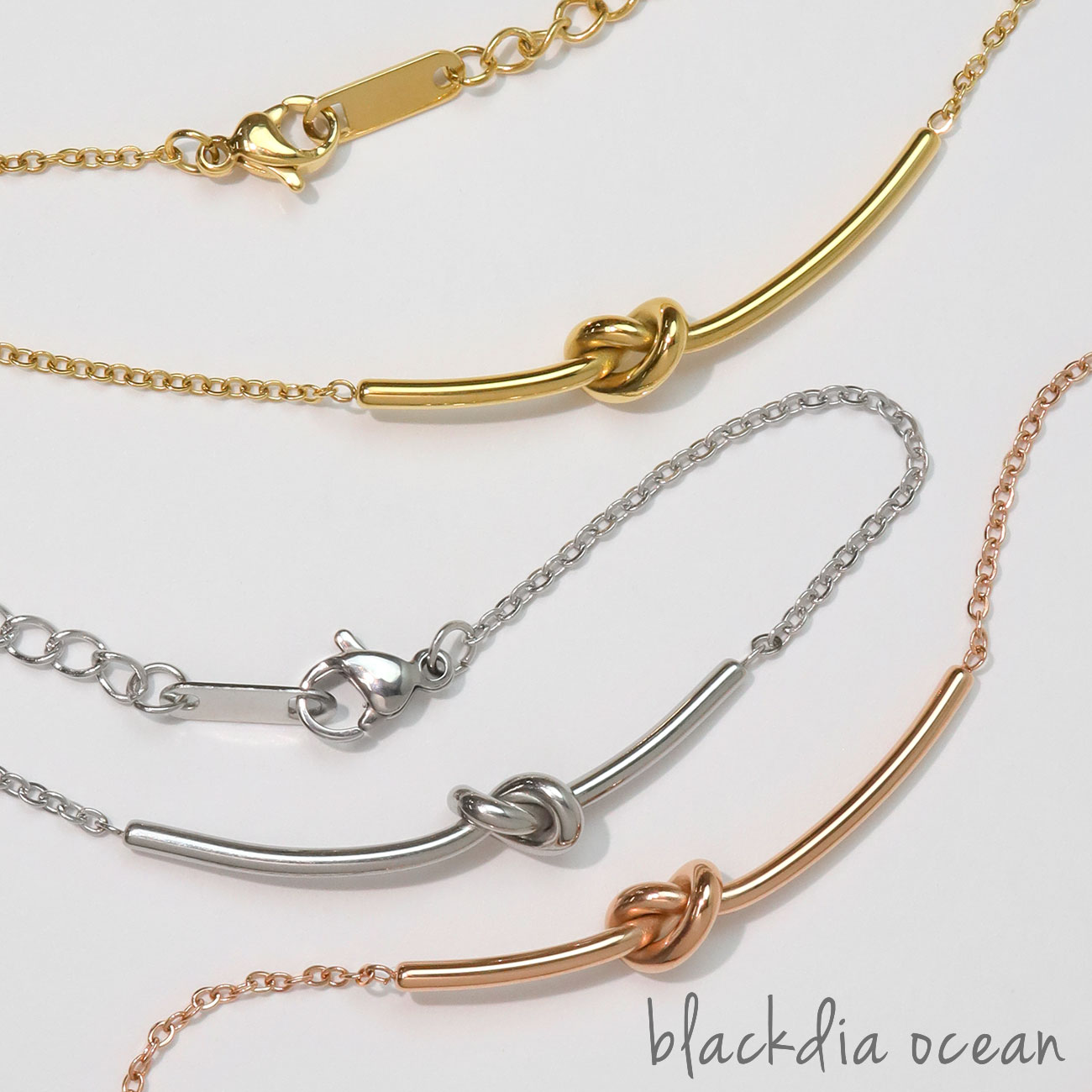 ブレスレット ブレス バングル レディース blackdia ocean ツイスト デザイン ブレスレット シンプル 金属アレルギー 対応 ステンレス シルバー ゴールド ピンクゴールド おしゃれ 可愛い 上品 アクセサリー 細目 アズキ チェーンのサムネイル