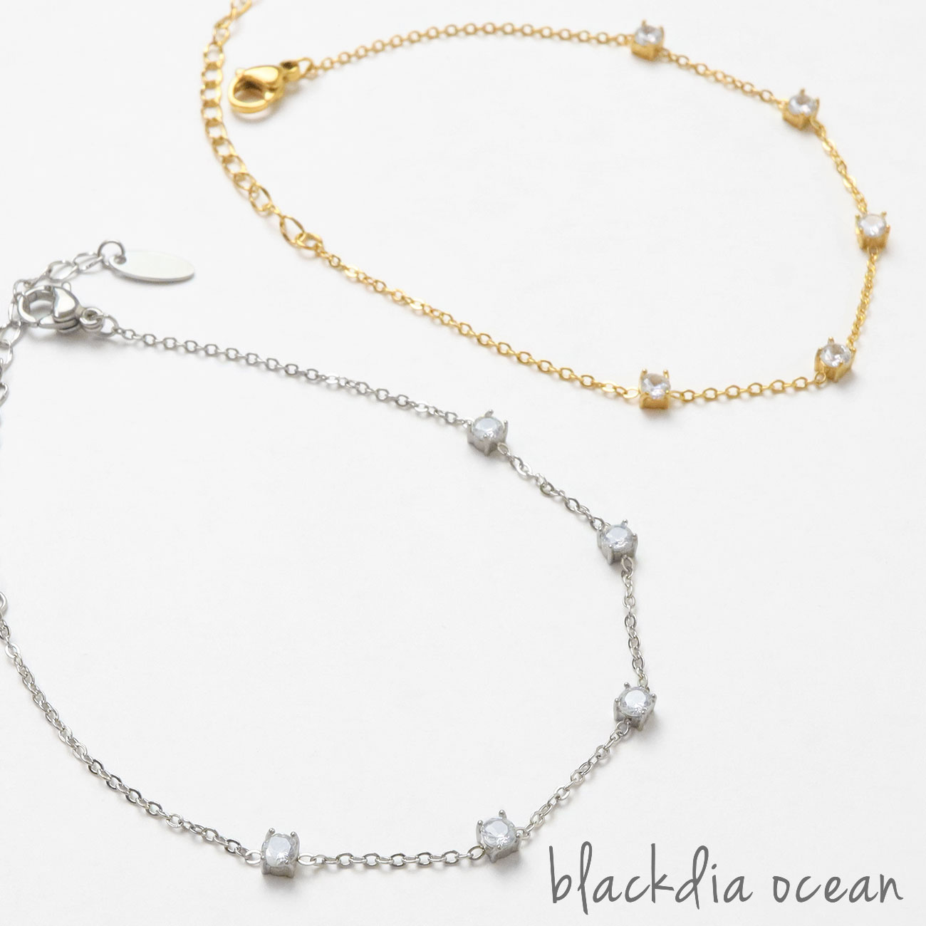 【8/10〜30%OFFクーポン】【30％OFFセール】ブレスレット ブレス レディース シンプル ジュエリー ジルコニア チェーン デザイン 金属アレルギー 対応 ステンレス ゴールド シルバー おしゃれ 可愛い 大人可愛い 上品 アクセサリーブランド blackdia oceanのサムネイル
