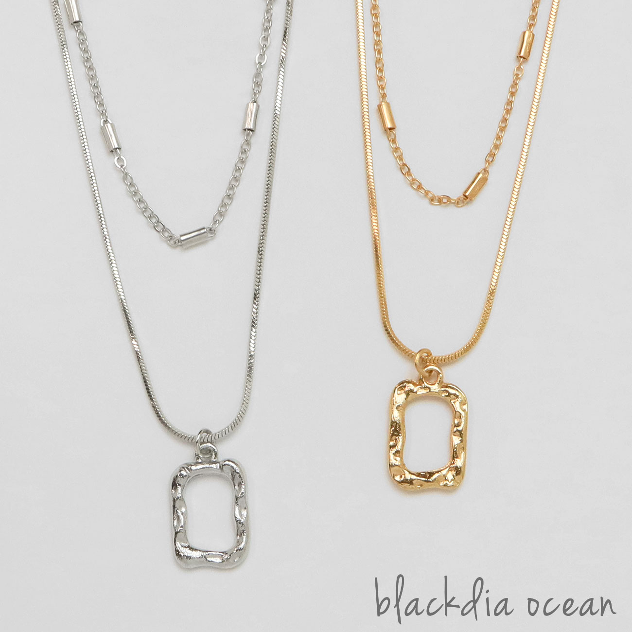 楽天Diamonddust【最大10％OFFクーポン】ネックレス レディース blackdia ocean ブランド シンプル ステンレス ネックレス ダブル ダブルチェーン チェーン デザイン 金属アレルギー 対応 ゴールド シルバー おしゃれ 大人 かわいい 可愛い 華奢