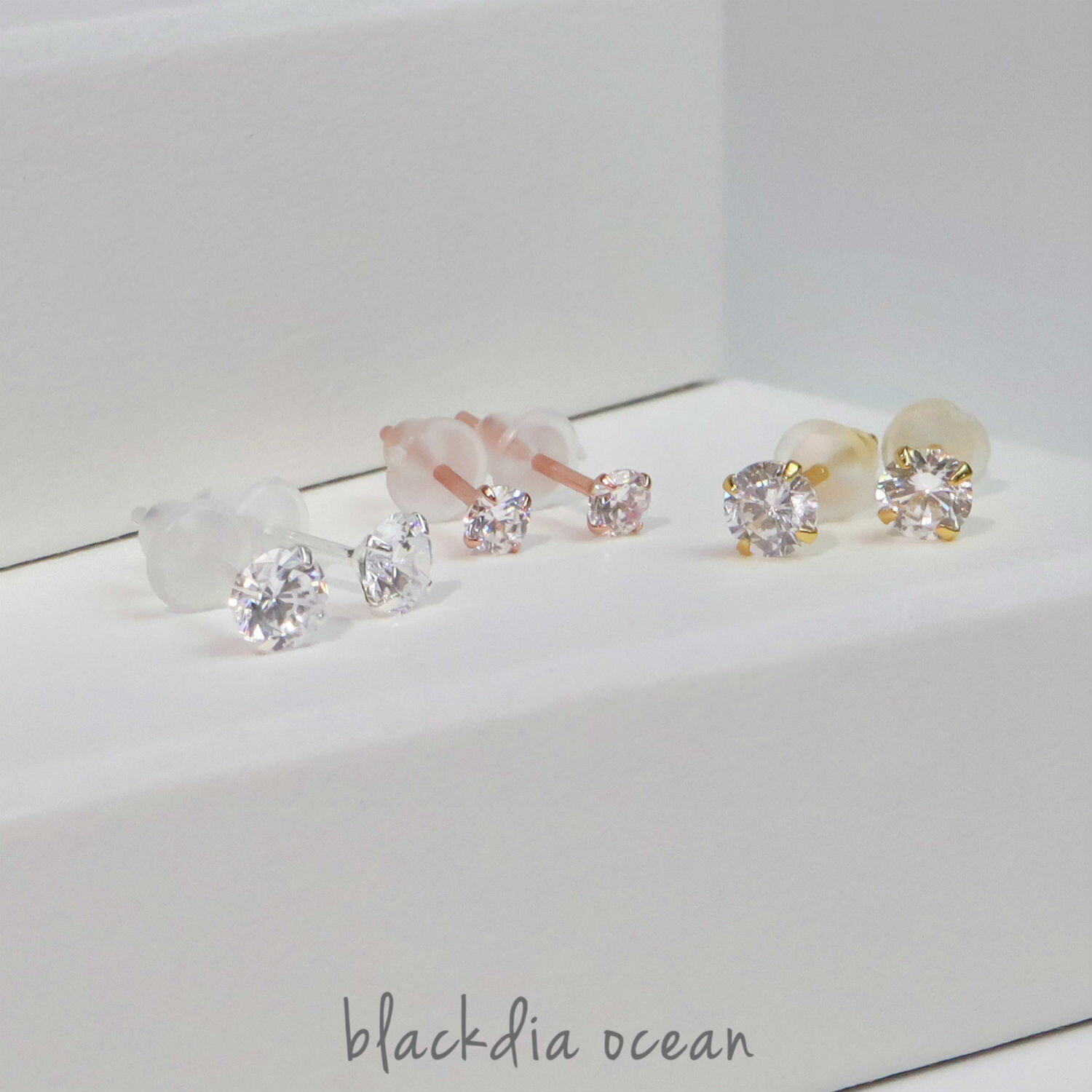 楽天Diamonddust【最大10％OFFクーポン】ピアス レディース blackdia ocean ストーン スタッド ピアス silver 925 両耳 シンプル スタッド ピアス シルバー925 ピンクゴールド ゴールド シルバー おしゃれ かわいい 大人 可愛い 上品 きれいめ ジュエリー キラキラ ミニピアス