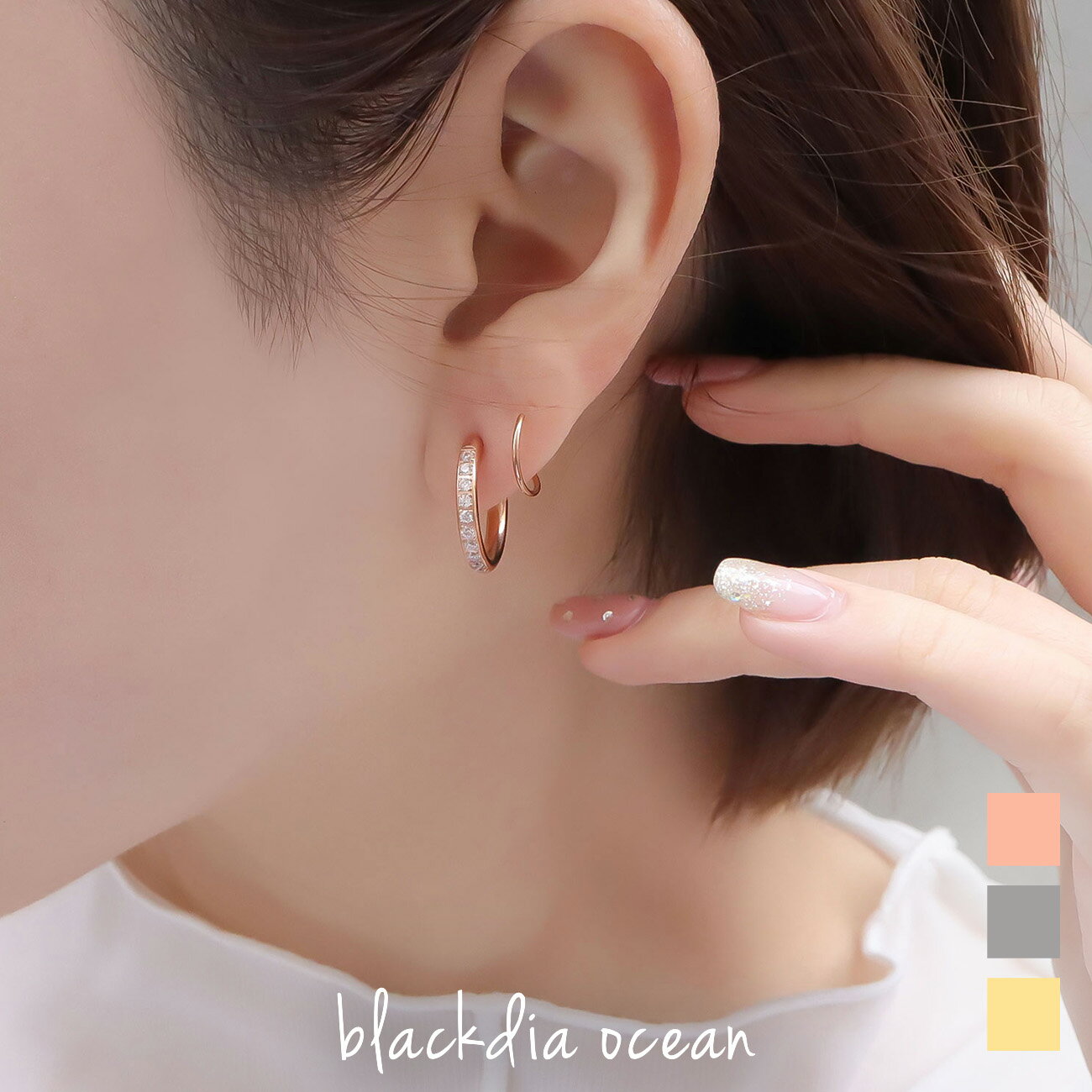 【最大20%OFFクーポン】【2480円→半額1240円】 ピアス レディース シンプル ジルコニア スパイラル ピアス 金属アレルギー 両耳 2個セット ゴー...