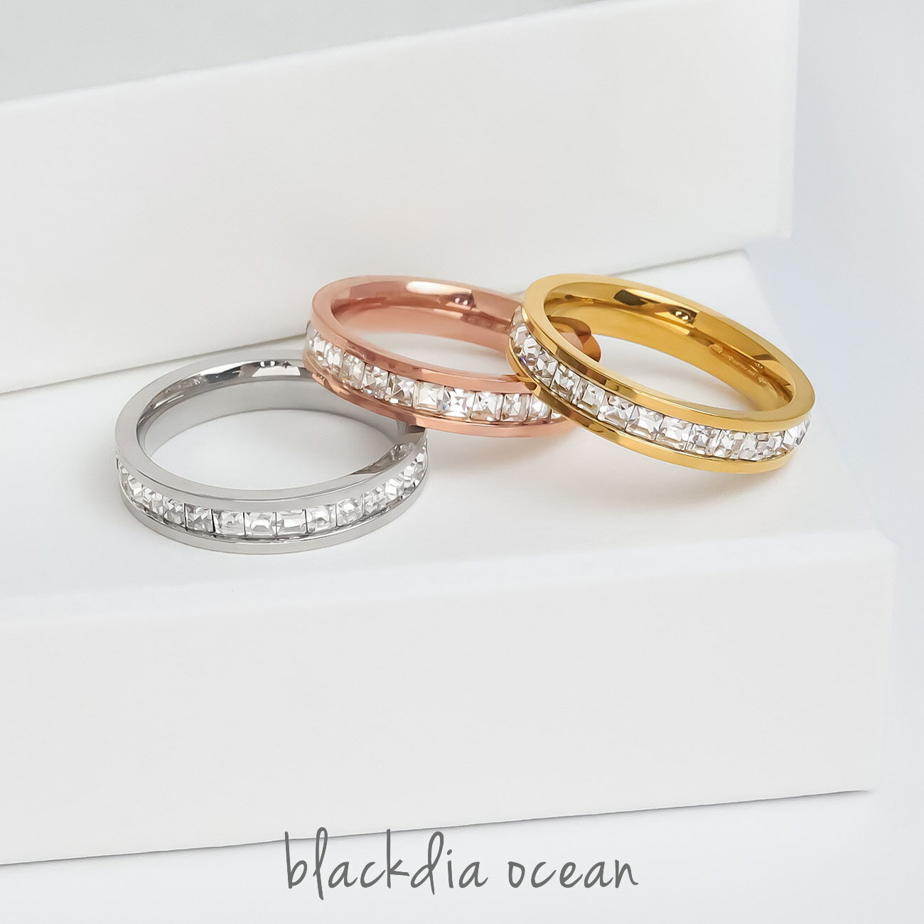 【最大10％OFFクーポン】リング 指輪 レディース blackdia ocean ジルコニア リング 金属アレルギー ステンレス キュ…