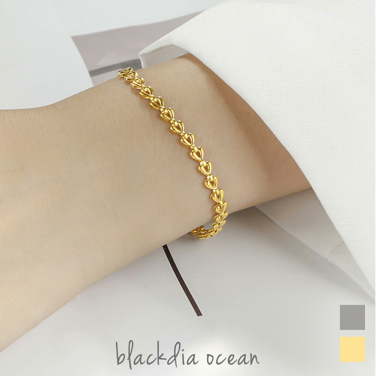 【最大20%OFFクーポン】 ブレスレット ブレス 手首 ニュアンス ハート チェーン シンプル デザイン 金属アレルギー 対応 ステンレス シルバー ゴールド...