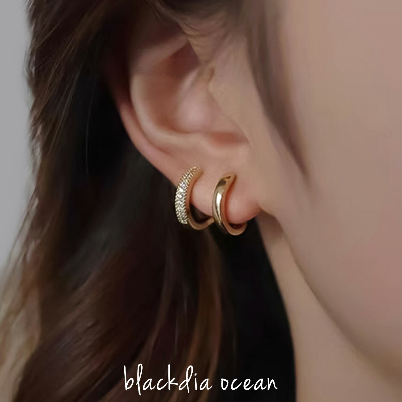 【最大20%OFFクーポン】 イヤリング イヤーカフ イヤカフ ノンホールピアス ニッケルフリー 金属アレルギー対応 レディース 両耳用 2個 2連フープ ジル...