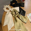 【5/16まで最大30%OFFクーポン】 ヘアリボン シュシュ ヘアアクセ サテン ロング リボン シュシュ アクセ 髪留め 髪飾り レディース かわいい 人気...