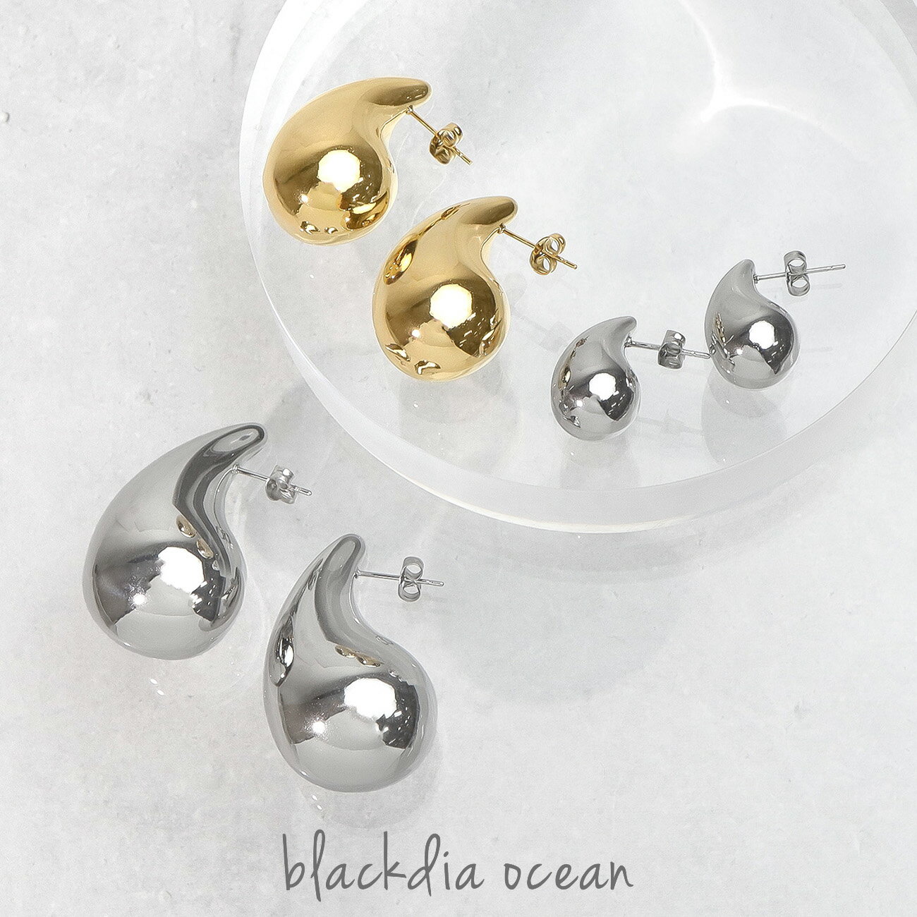 【最大20％OFFクーポン】ピアス ティアー ドロップ ピアス ティアードロップ ドロップピアス ゴールド シルバー 金 銀 両耳セット 2個セット 大人 かわいい 高見え ブランド blackdia oceanのサムネイル
