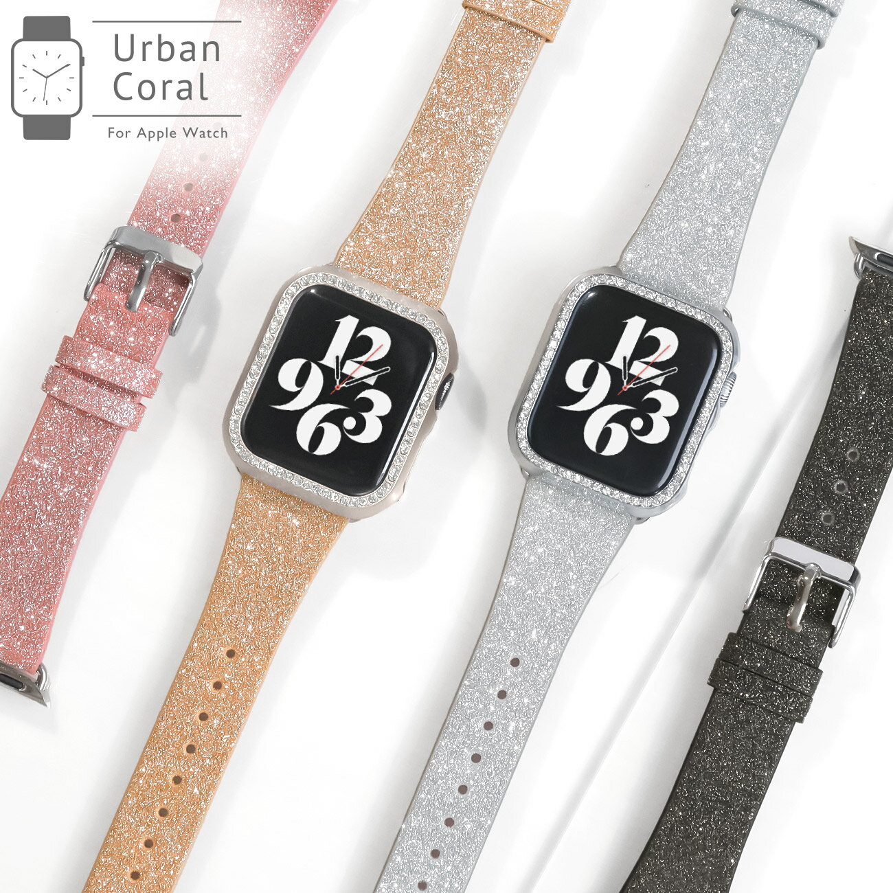 【最大20％OFFクーポン】【半額セール】 アップルウォッチ バンド レディース ベルト 裏面防水 替え Apple Watch ラメ グリッター レザーバンド 交換バンド 40 41 mm Series 1 2 3 4 5 6 7 8 9 10 SE 革 本革 レザー キラキラ 大人 かわいい ブランド