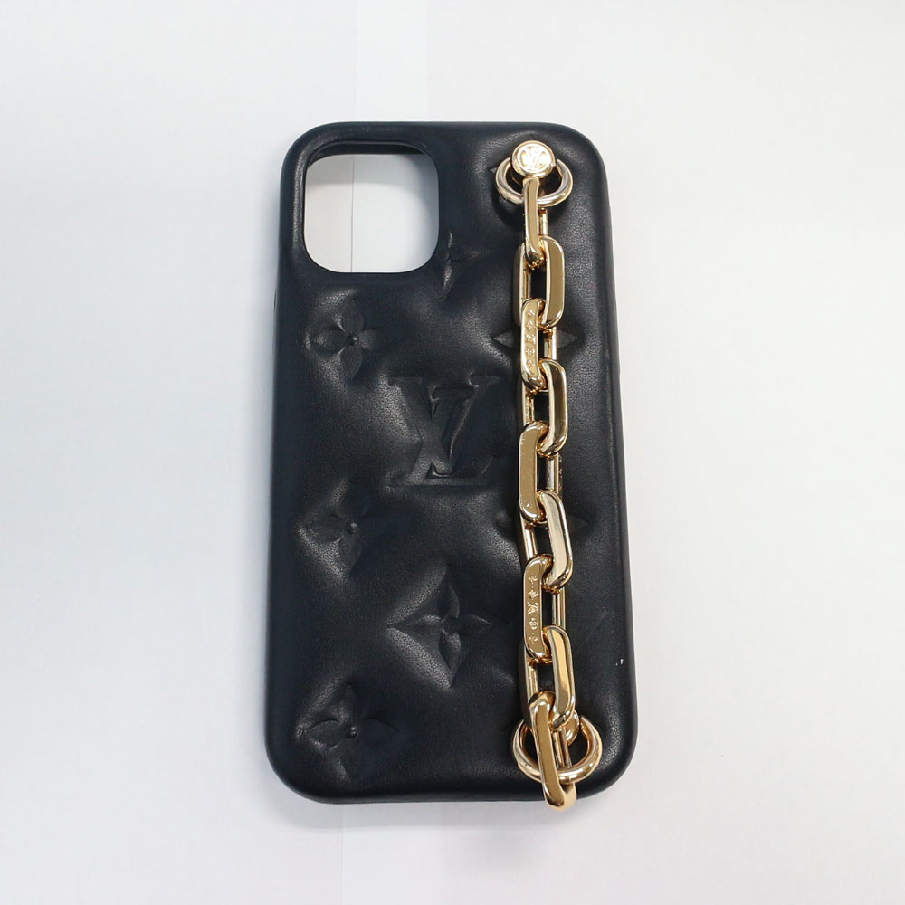 ルイ ヴィトン iPhoneケース 12/12Pro用 バンパークッサン12 LOUIS VUITTON ラムレザー/ブラック M81116【中古】A《返品可》【質屋出品】【送料無料】