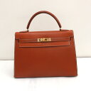 エルメス ケリー32 外縫い HERMES クシュベル/ゴールド(ブラウン)×ゴールド金具 ◯U刻印【中古】AB《返品可》【質屋出品】【送料無料】