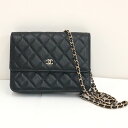 シャネル チェーンウォレット マトラッセ ココマーク CHANEL キャビアスキン/ブラック AP3745【中古】美品《返品可》【質屋出品】【送料無料】