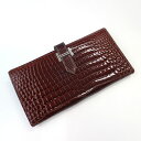 エルメス ベアンクラシック 2つ折り財布 HERMES クロコダイルポロサス リセ(シャイン)/ブラウン×シルバー金具 □I刻印【中古】A《返品可》【質屋出品】...