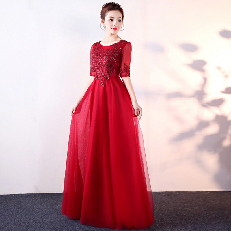 ロングドレス 演奏会 袖あり カラードレス パーティードレス 結婚式 ドレス 二次会 イブニングドレス 花嫁 カクテルドレス フォーマルドレス コンサート お呼ばれ エンパイア 発表会 披露宴 大きいサイズ 5色 XXS XS S M L XL XXL XXXL