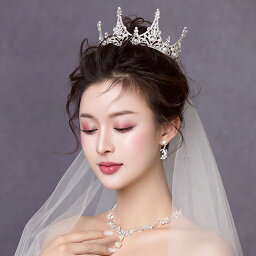 ティアラ クラウン ネックレス ピアス イヤリング セット ヘッドドレス パーティー 髪飾り 結婚式 ウエディング 花嫁 二次会 アクセサリー 発表会 披露宴 イベント ラインストーン パール