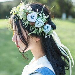 ヘッドドレス 花かんむり ウエディング 花冠 カチューシャ ティアラ 結婚式 ヘアアクセサリー 髪飾り ウェディング 森ガール 花輪 造花 手作り 姫風 花嫁 パーティー 写真撮り フェス 海外旅行 5色【送料無料】