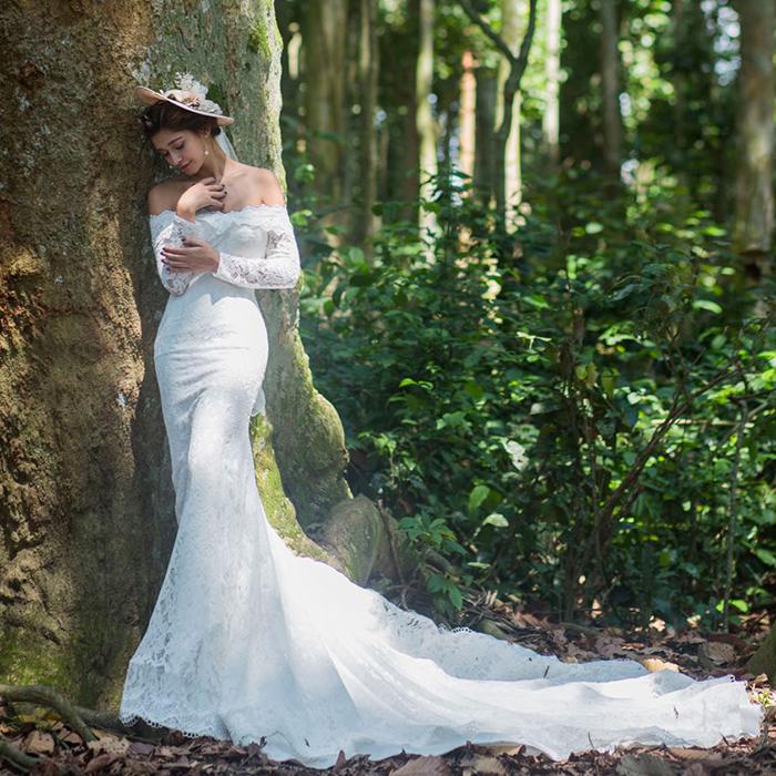 ウェディングドレス 結婚式 マーメイドドレス ウエディングドレス パーティードレス マーメイドライン ロングドレス 花嫁 ブライダル 大きいサイズ 小きいサイズ エンパイア ロングトレーン オフホワイト 二次会 発表会 披露宴