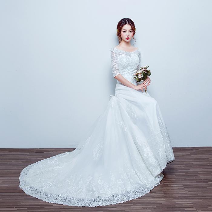 マーメイドドレス ウェディングドレス 袖あり ロングドレス ウエディングドレス 結婚式 マーメイドライン 花嫁 パーティードレス ブライダル 大きいサイズ 小きいサイズ 二次会 エンパイア オフホワイト 発表会 披露宴 ロングトレーン