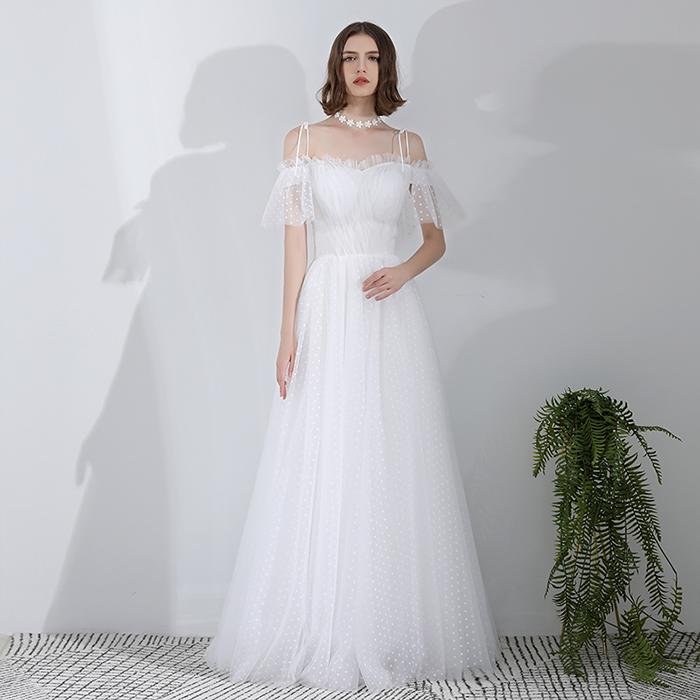 ウエディングドレス 袖あり Aラインドレス ロングドレス お呼ばれ服 パーティードレス 二次会 ウェディングドレス 結婚式 エンパイア 花嫁 ブライダル 披露宴 発表会 大きいサイズ/小きいサイズ 夏