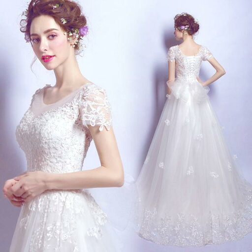 ウェディングドレス Aラインドレス 花嫁 ロングドレス 半袖 ウエディングドレス 結婚式 パーティードレス お呼ばれ 二次会 エンパイア 披露宴 発表会 大きいサイズ/小きいサイズ 蝶結び ウェディングドレス Aラインドレス 花嫁 ロングドレス 半袖 ウエディングドレス 結婚式 パーティードレス お呼ばれ 二次会 エンパイア 披露宴 発表会 大きいサイズ/小きいサイズ 蝶結び