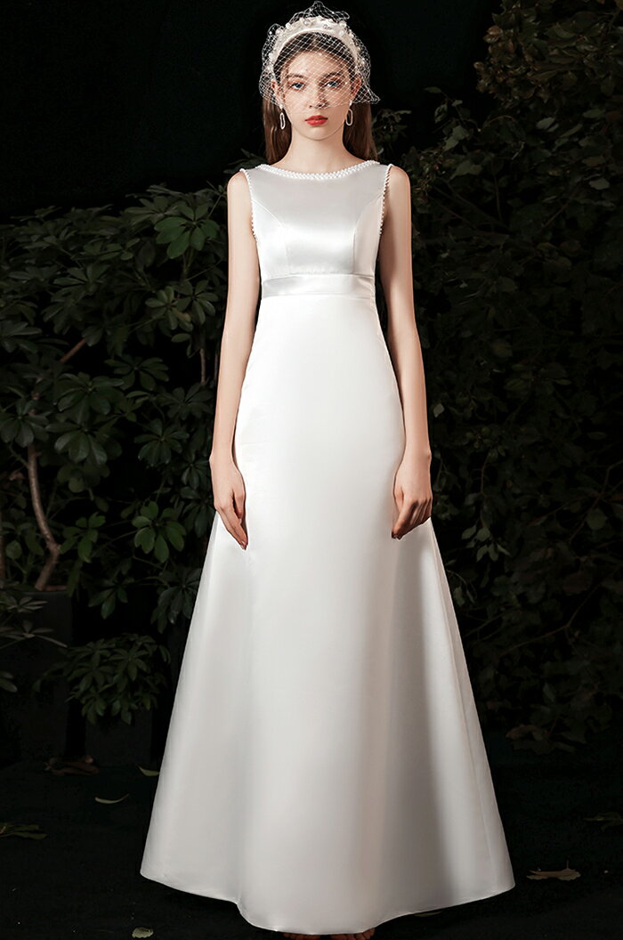 ウェディングドレス Aラインドレス ノースリーブ ロングドレス 結婚式 演奏会 花嫁 パーティードレス ウエディングドレス 二次会 大きいサイズ ブライダル ワンピース お呼ばれ エンパイア 披露宴 海外挙式 前撮り オフホワイト 白 wedding dress XXS XS S M L XL XXL XXXL