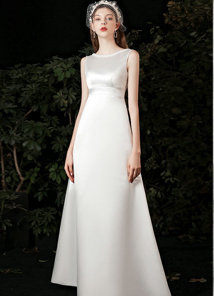 ウェディングドレス Aラインドレス ノースリーブ ロングドレス 結婚式 演奏会 花嫁 パーティードレス ウエディングドレス 二次会 大きいサイズ ブライダル ワンピース お呼ばれ エンパイア 披露宴 海外挙式 前撮り オフホワイト 白 wedding dress XXS XS S M L XL XXL XXXL