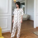 ルームウェア レディース 夏 パジャマ 半袖 前開き 上下セット 可愛い 2点セット 部屋着 短パン 長ズボン 大きいサイズ かわいい シンプル 寝間着 婦人 ...