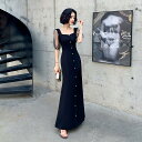 ロングドレス 演奏会用ドレス 袖あり パーティードレス イブニングドレス カラードレス フォーマルドレス 花嫁 ドレス 結婚式 カクテルドレス 二次会 お呼ばれ エンパイア ワンピース コンサート 大きいサイズ 発表会 披露宴 ブラック 黒 XXS XS S M L XL XXL XXXL(4)