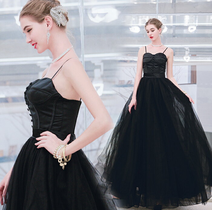 ロングドレス 演奏会 カラードレス ブラック 黒 パーティードレス 花嫁 イブニングドレス 結婚式 カクテルドレス 二次会 お呼ばれ エンパイア フォーマルドレス コンサート 発表会 披露宴 大きいサイズ XXS XS S M L XL XXL XXXL