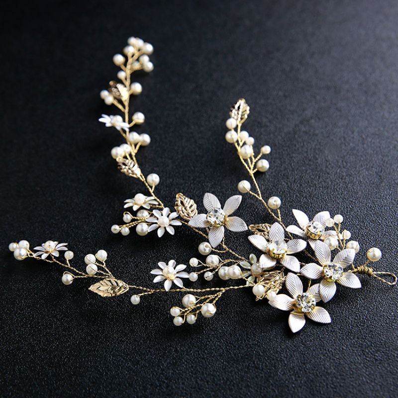 ヘッドドレス 着物 髪飾り パール 花 ブライダル クール ウェディング 小物 銀 シルバー リーフ ティアラ カチューシャ ヘッドチェーン ビジュー 花嫁 お...