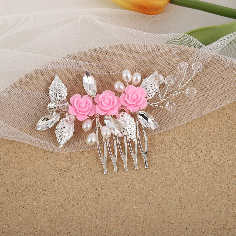 ウェディング ヘッドドレス ウェディングティアラ ヘッドドレス 髪飾り 小物 ピンク コーム付き 結婚式 ブライダル 花嫁 ヘアアクセサリー 二次会 発表会 パーティー アクセサリー ヘッドアクセサリー アイテム 前撮り シンプル 高品質 オシャレ お洒落 インスタ 海外挙式