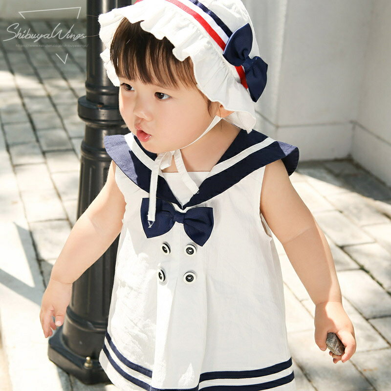 子供服 セーラー服 女の子 キッズワンピース ベビー服 ベビーワンピース 夏 ワンピース ガールズ 袖なし キッズ 学院風子供ドレス 出産祝い 発表会 パーティー 柔らかい 1歳 80 90 100 大人気 新作 可愛い お姫様 おしゃれ プレゼント 涼しい 肌触り ホワイト ネイビー