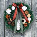 クリスマスリース リース 農舎 綿 リボン 花輪 門掛け クリスマスオーナメント Christmas 置物 クリスマス 花輪 ナチュラルリース 玄関 部屋 北欧...