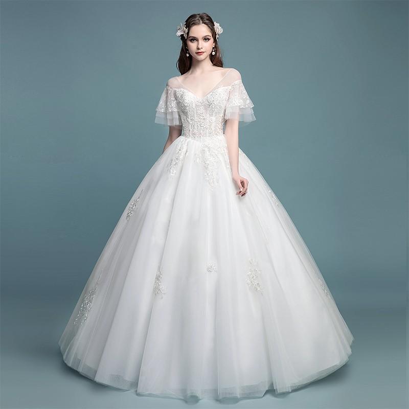 ウェディングドレス 花嫁 ウエディングドレス 白 オフホワイト 半袖 格安 ブライダル wedding dress スカート 結婚式 プリンセスラインドレス 二次会 パーティードレス 披露宴 前撮り 後撮り ウェディングフォト 大きいサイズ 小さいサイズ 海外挙式 セミオーダー