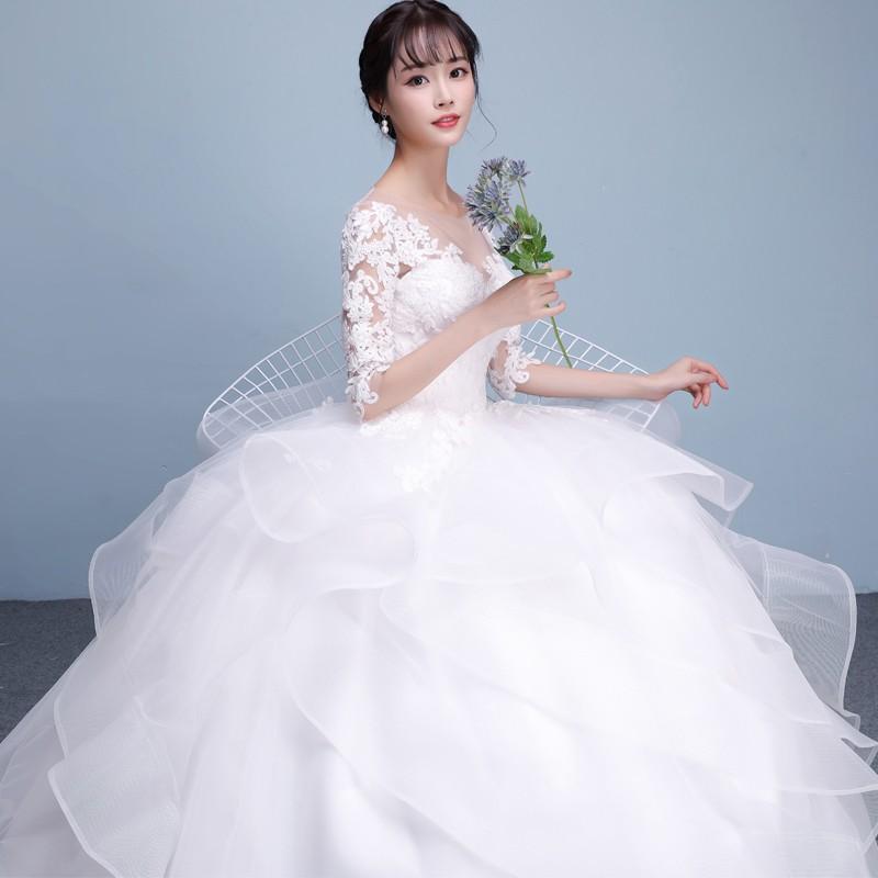 ウェディングドレス 白 オフホワイト 安い レース 長袖 結婚式 花嫁 調節 プリンセス ロングドレス ブライダル 二次会 パーティードレス 披露宴 イブニングドレス ウエディングドレス 前撮り 後撮り ウェディングフォト 大きいサイズ 小さいサイズ 海外挙式 セミオーダー