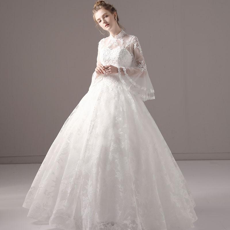 ウェディングドレス 安い 長袖 結婚式 ブライダル ドレス 花嫁 二次会 プリンセスラインドレス ロング 白 オフホワイト ウエディングドレス 披露宴 パーティードレス 前撮り 後撮り ウェディングフォト 大きいサイズ 小さいサイズ 海外挙式 セミオーダー