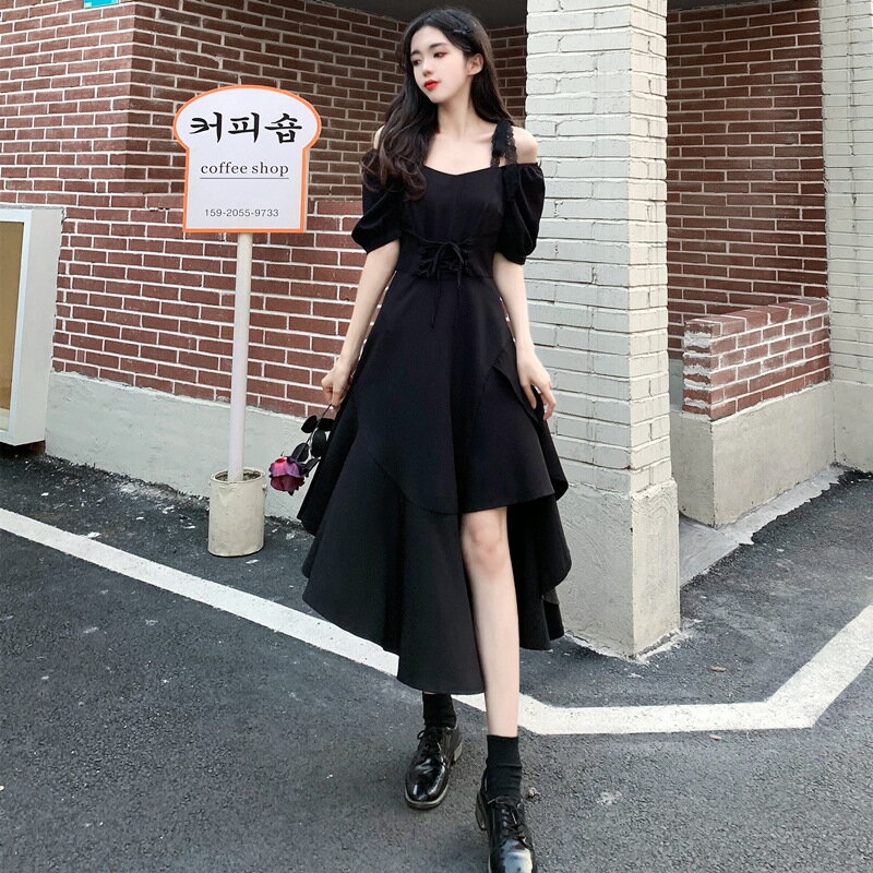★全3色★パフスリーブ アシンメトリー ワンピース ミドル丈 mlj197.jpg