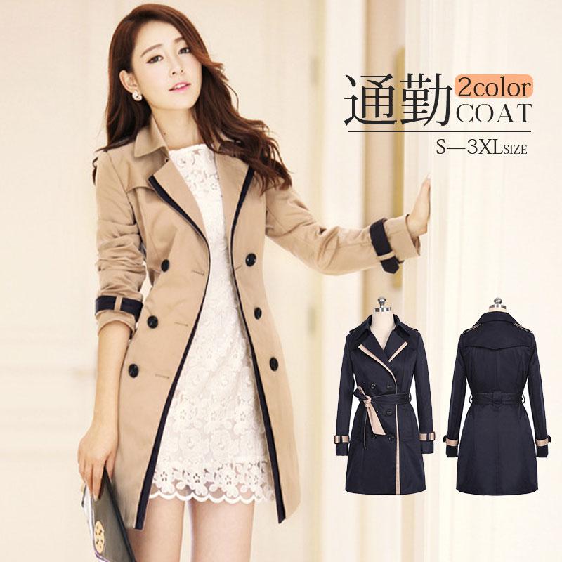 トレンチコート レディース スプリングコート フォーマル ジャケット コート ダブルブレスト カジュアル 大きいサイズ 通勤 OL オフィス